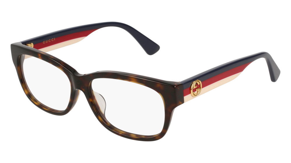 GUCCI GG0278OA RECTANGULAR / SQUARE Eyeglasses For Women  GG0278OA-002 HAVANA MULTICOLOR / TRANSPARENT DARK 55-14-150