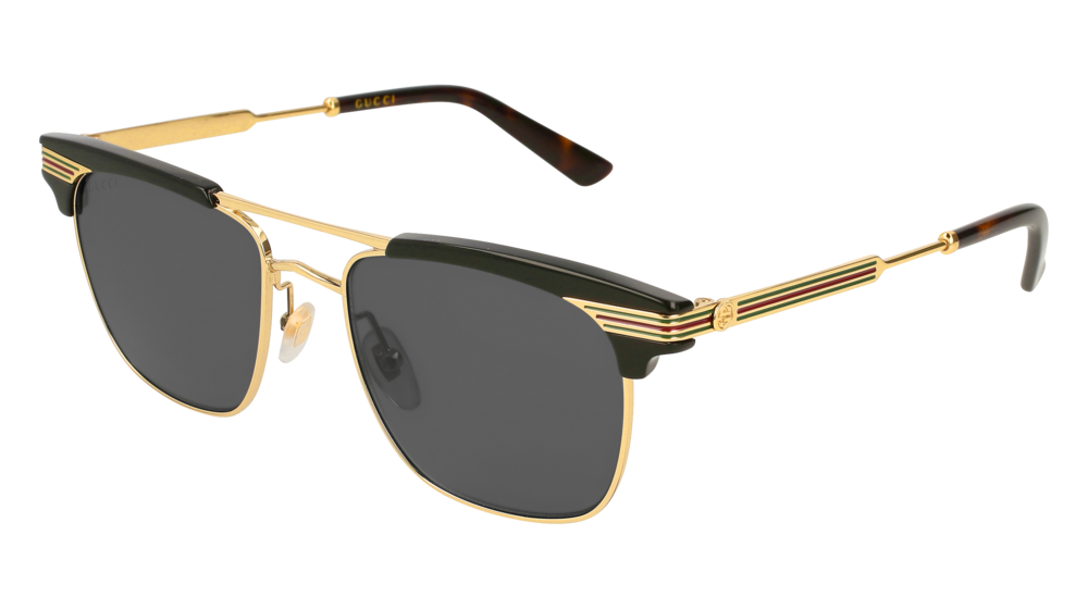 GUCCI GG0287S RECTANGULAR / SQUARE Sunglasses For Men  GG0287S-001 BLACK GOLD / GREY GOLD 52-18-150