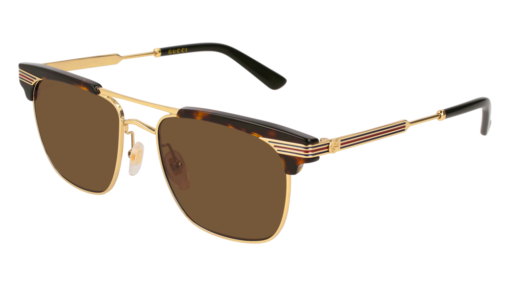 GUCCI GG0287S RECTANGULAR / SQUARE Sunglasses For Men  GG0287S-003 HAVANA GOLD / BROWN GOLD 52-18-150