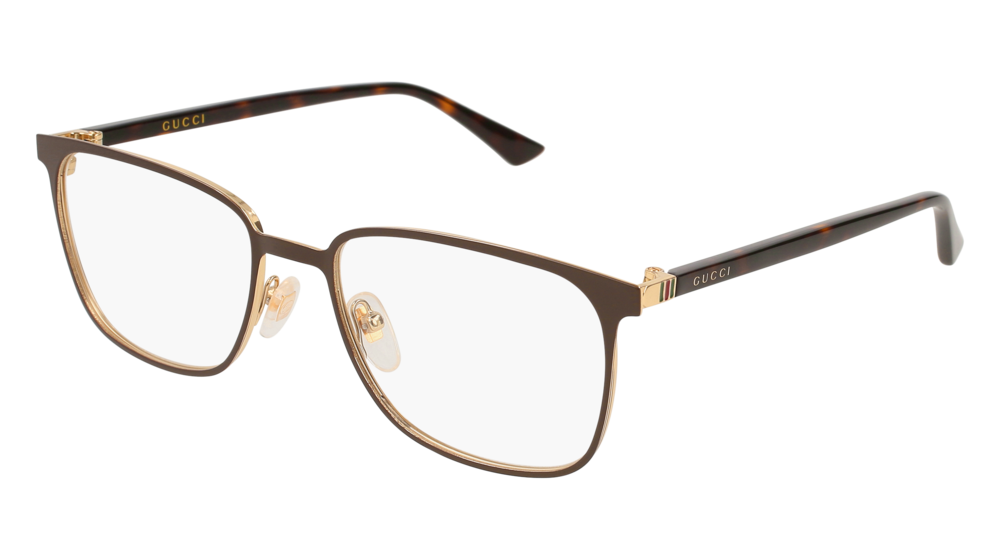 GUCCI GG0294O RECTANGULAR / SQUARE Eyeglasses For Men  GG0294O-003 BROWN HAVANA / TRANSPARENT GOLD 54-18-140