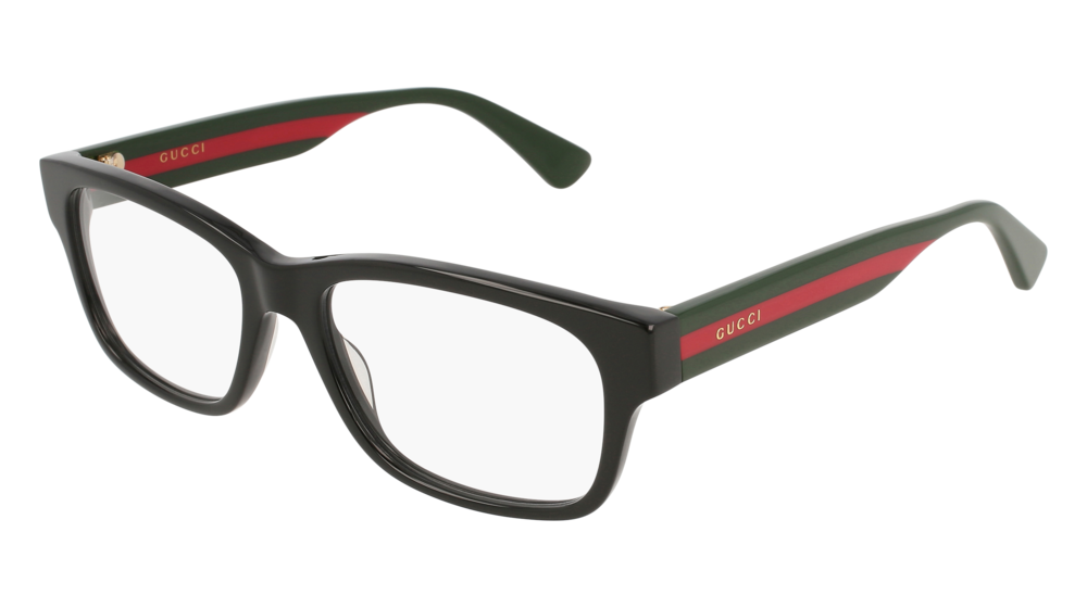 GUCCI GG0343O RECTANGULAR / SQUARE Eyeglasses For Men  GG0343O-007 BLACK MULTICOLOR / TRANSPARENT SHINY 57-18-150