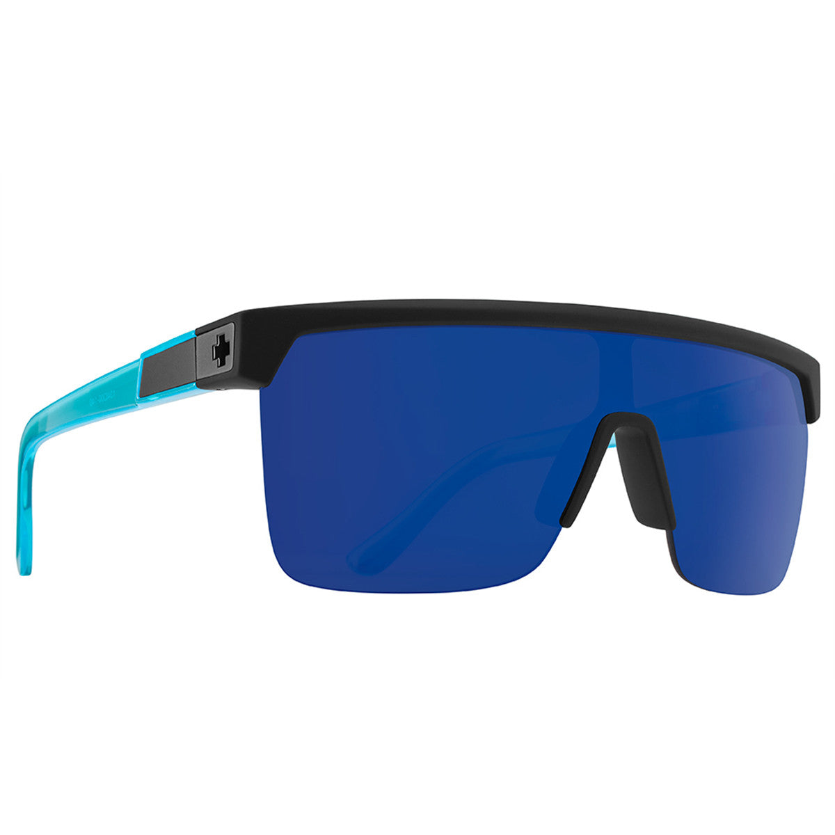 Spy Flynn 5050 Sunglasses  Soft Matte Black Translucent Blue 134-00-140 M-L 54-61