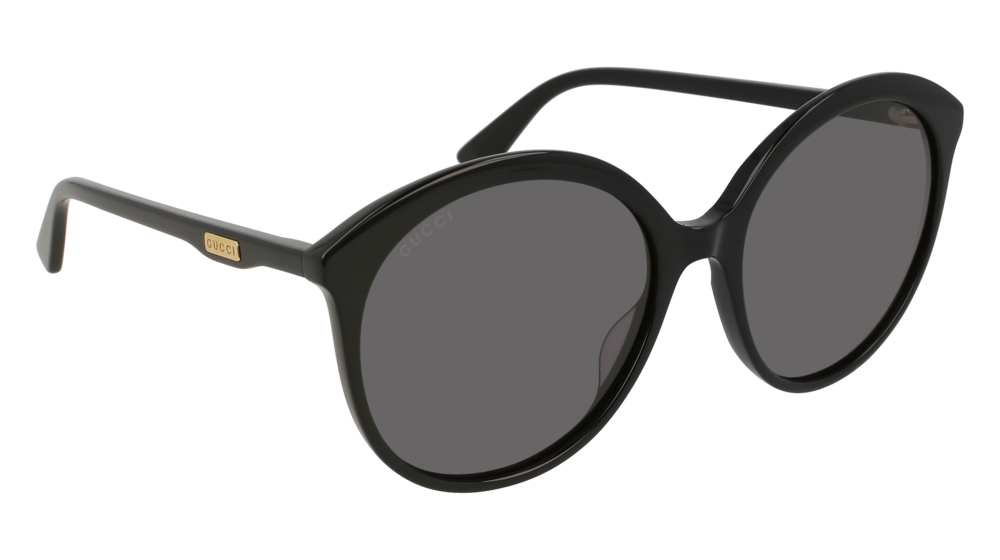 GUCCI GG0257S ROUND / OVAL Sunglasses For Women  GG0257S-001 BLACK BLACK / GREY SHINY 59-19-145
