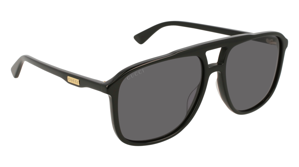 GUCCI GG0262S RECTANGULAR / SQUARE Sunglasses For Men  GG0262S-001 BLACK BLACK / GREY SHINY 58-16-145