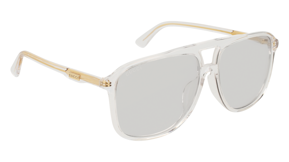 GUCCI GG0262SA RECTANGULAR / SQUARE Sunglasses For Men  GG0262SA-006 CRYSTAL CRYSTAL / GREY SHINY 60-15-150