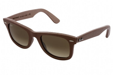 Ray-Ban WAYFARER LEATHER RB2140QM Square Sunglasses  116985-USERD LEATHER BROWN 50-22-150 - Color Map bronze/copper