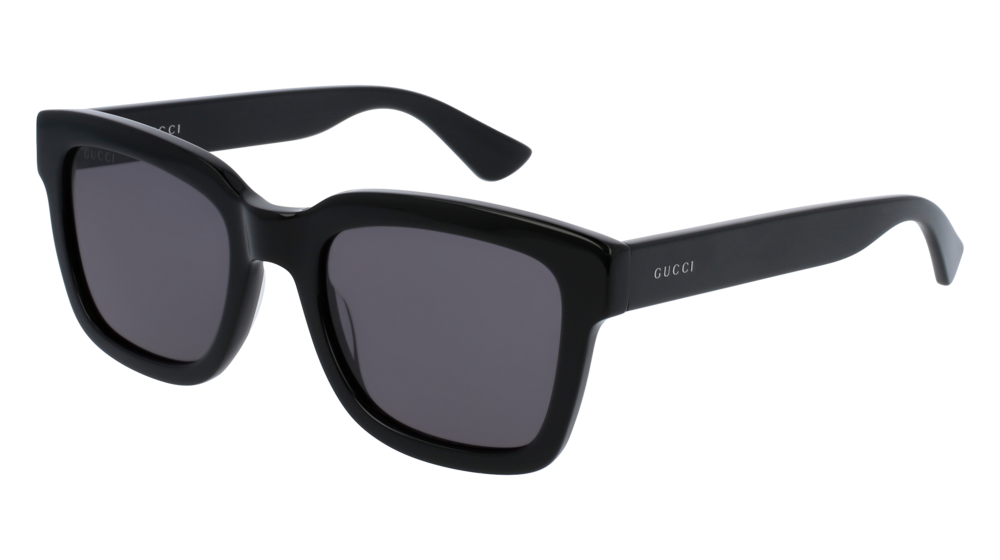 GUCCI GG0001S RECTANGULAR / SQUARE Sunglasses For Men  GG0001S-001 BLACK BLACK / SMOKE SHINY 52-21-145