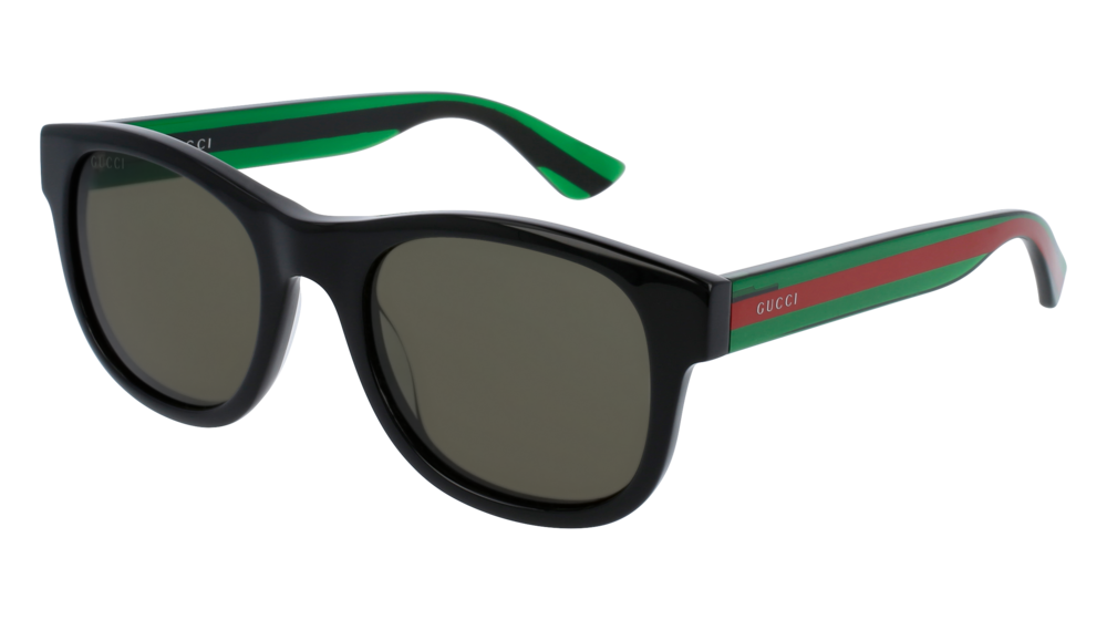 GUCCI GG0003S ROUND / OVAL Sunglasses For Men  GG0003S-002 BLACK GREEN / GREEN SHINY 52-21-145