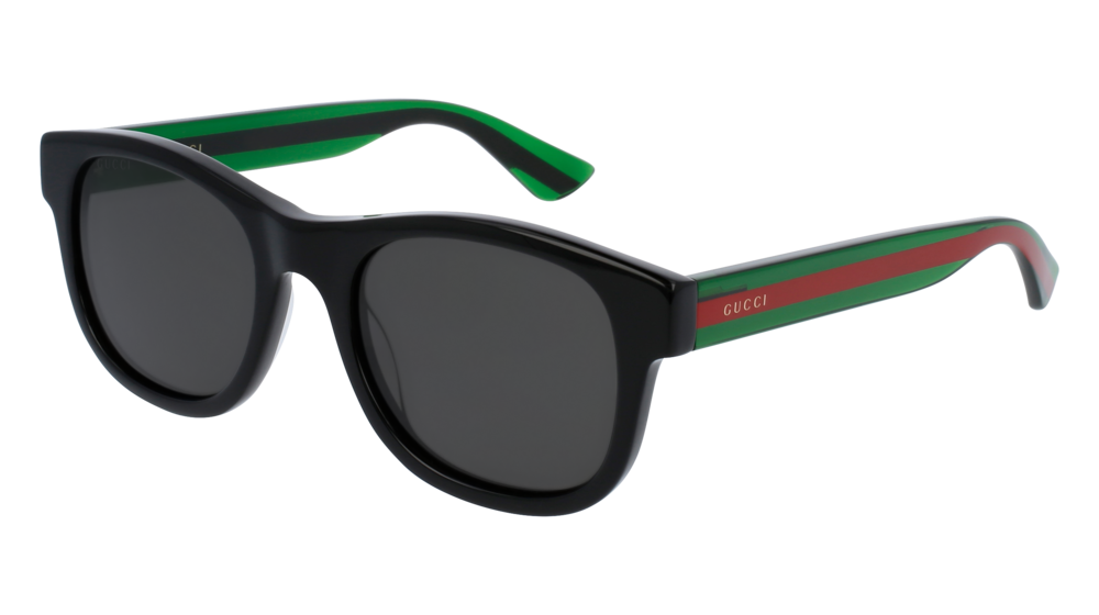 GUCCI GG0003S ROUND / OVAL Sunglasses For Men  GG0003S-006 BLACK GREEN / GREY SHINY 52-21-145