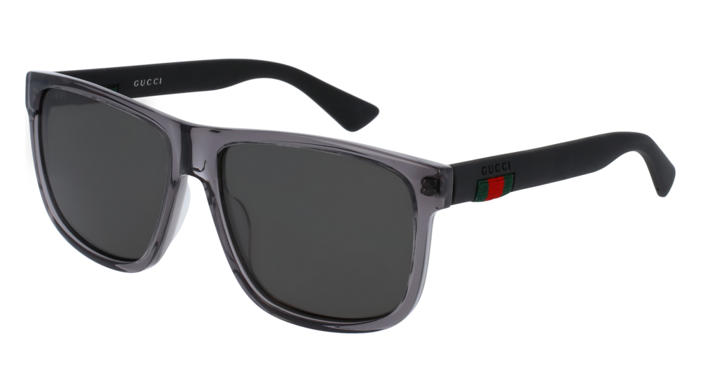 GUCCI GG0010S RECTANGULAR / SQUARE Sunglasses For Men  GG0010S-004 GREY BLACK / GREY TRANSPARENT 58-16-145