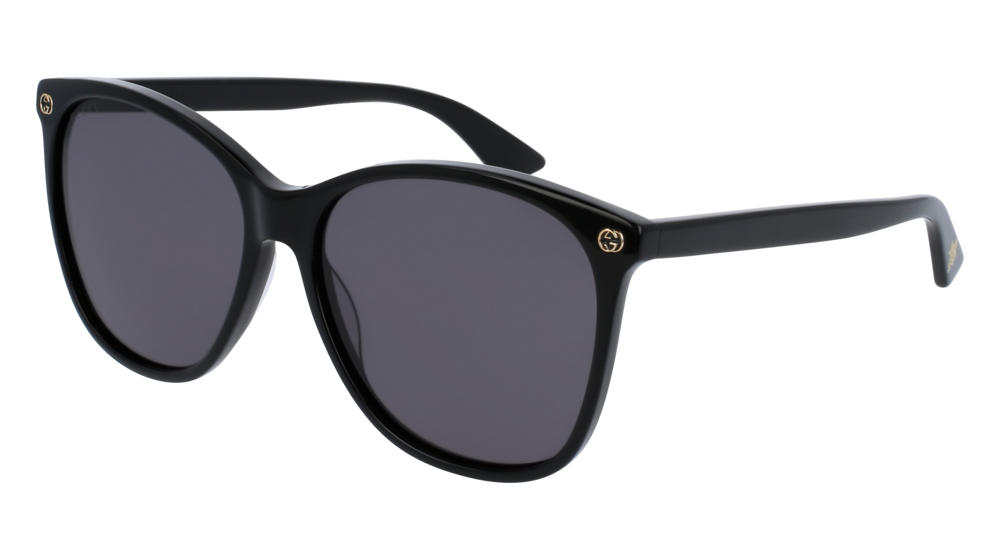 GUCCI GG0024S ROUND / OVAL Sunglasses For Women  GG0024S-001 BLACK BLACK / GREY SHINY 58-16-140