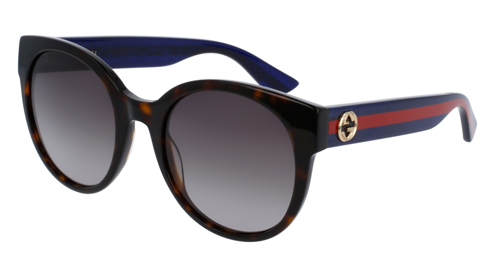 GUCCI GG0035S ROUND / OVAL Sunglasses For Women  GG0035S-004 HAVANA BLUE / BROWN DARK 54-22-140