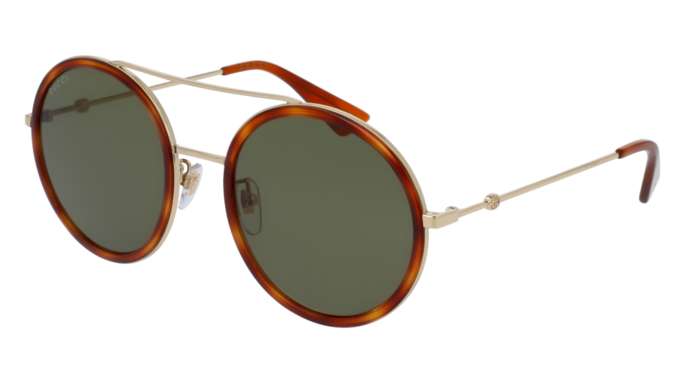 GUCCI GG0061S ROUND / OVAL Sunglasses For Women  GG0061S-002 GOLD GOLD / GREEN HAVANA 56-22-140