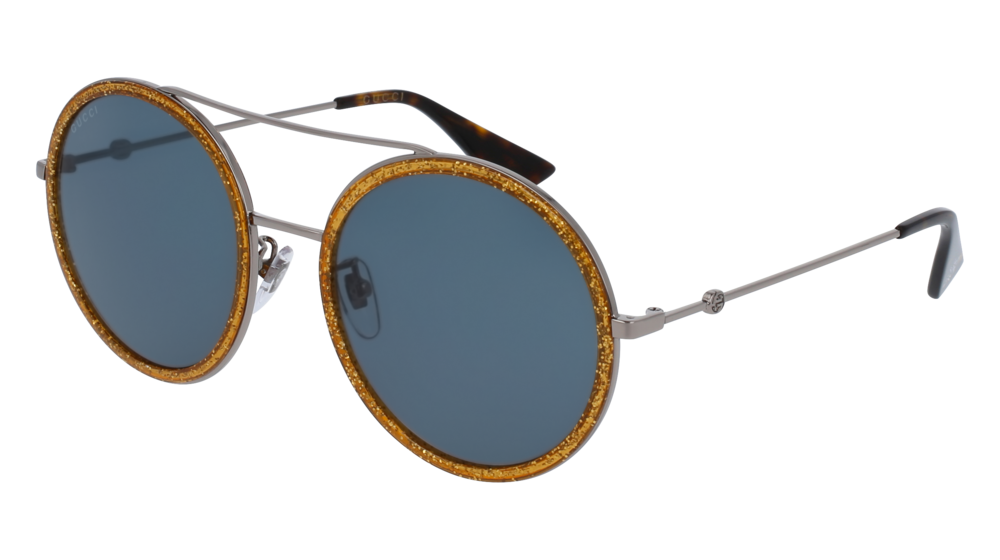 GUCCI GG0061S ROUND / OVAL Sunglasses For Women  GG0061S-004 RUTHENIUM RUTHENIUM / BLUE GOLD 56-22-140
