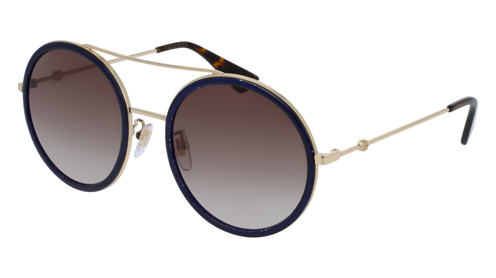 GUCCI GG0061S ROUND / OVAL Sunglasses For Women  GG0061S-005 GOLD GOLD / BROWN BLUE 56-22-140