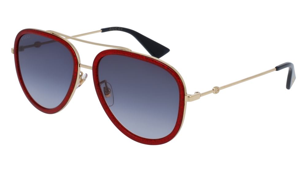 GUCCI GG0062S AVIATOR Sunglasses For Women  GG0062S-005 GOLD GOLD / BLUE RED 57-17-140
