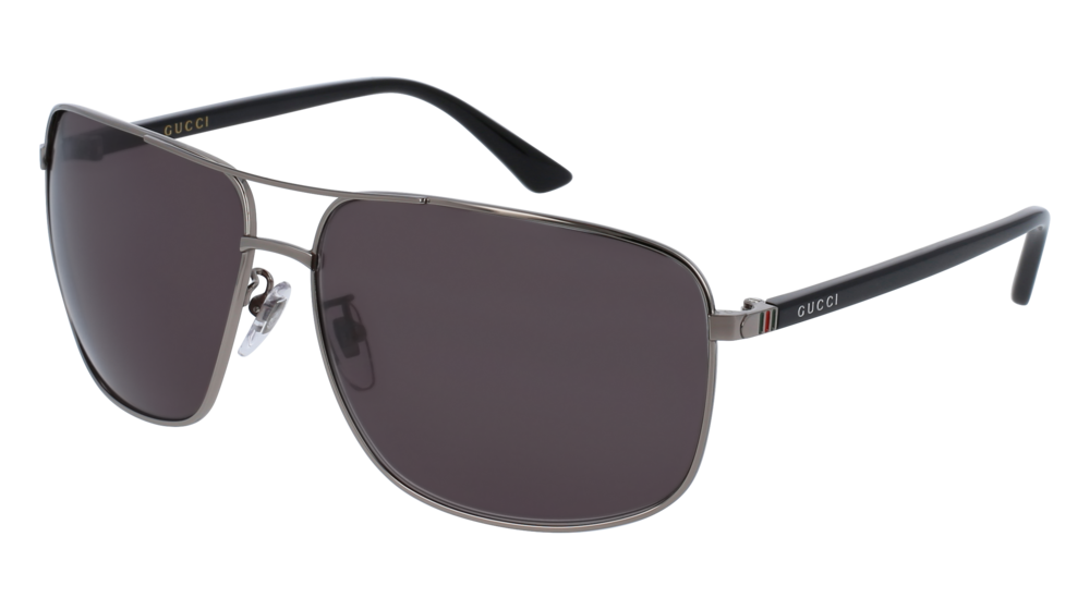 GUCCI GG0065SK RECTANGULAR / SQUARE Sunglasses For Men  GG0065SK-001 RUTHENIUM BLACK / GREY SHINY 66-14-135