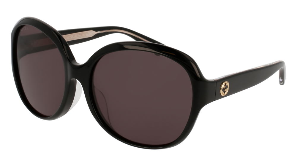 GUCCI GG0080SK ROUND / OVAL Sunglasses For Women  GG0080SK-001 BLACK BLACK / GREY SHINY 61-17-130