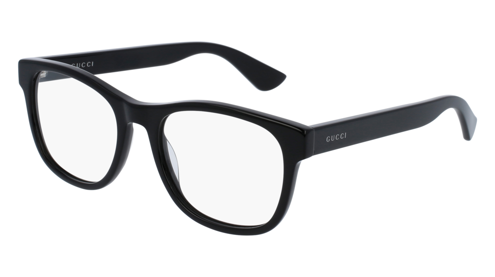 GUCCI GG0004O ROUND / OVAL Eyeglasses For Men  GG0004O-001 BLACK BLACK / TRANSPARENT SHINY 53-19-145
