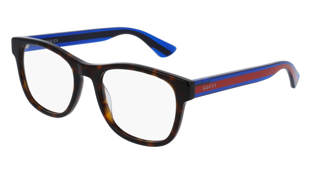GUCCI GG0004O ROUND / OVAL Eyeglasses For Men  GG0004O-003 HAVANA BLUE / TRANSPARENT SHINY 53-19-145