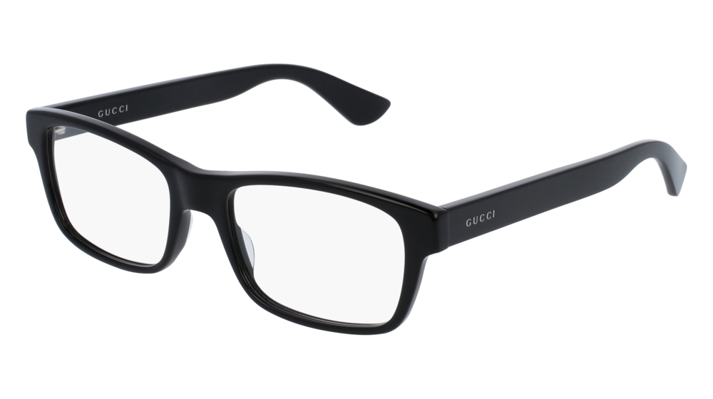 GUCCI GG0006O ROUND / OVAL Eyeglasses For Men  GG0006O-001 BLACK BLACK / TRANSPARENT SHINY 53-18-145