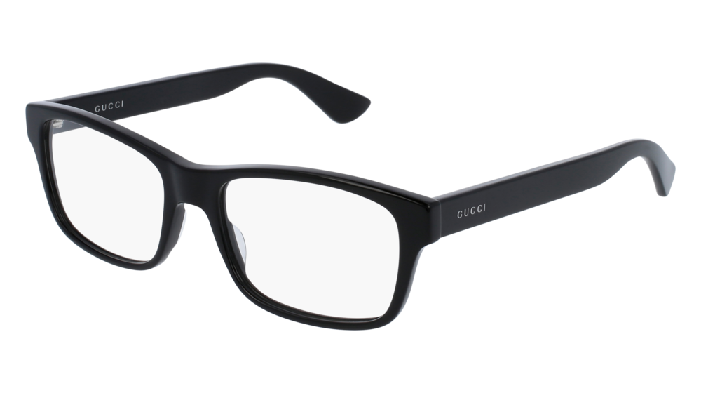 GUCCI GG0006O ROUND / OVAL Eyeglasses For Men  GG0006O-005 BLACK BLACK / TRANSPARENT SHINY 55-18-145
