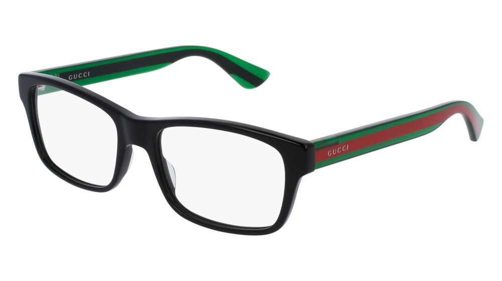 GUCCI GG0006O ROUND / OVAL Eyeglasses For Men  GG0006O-006 BLACK GREEN / TRANSPARENT SHINY 55-18-145
