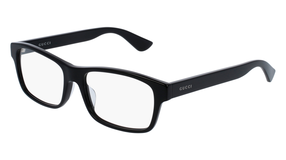 GUCCI GG0006OA ROUND / OVAL Eyeglasses For Men  GG0006OA-001 BLACK BLACK / TRANSPARENT SHINY 55-17-150