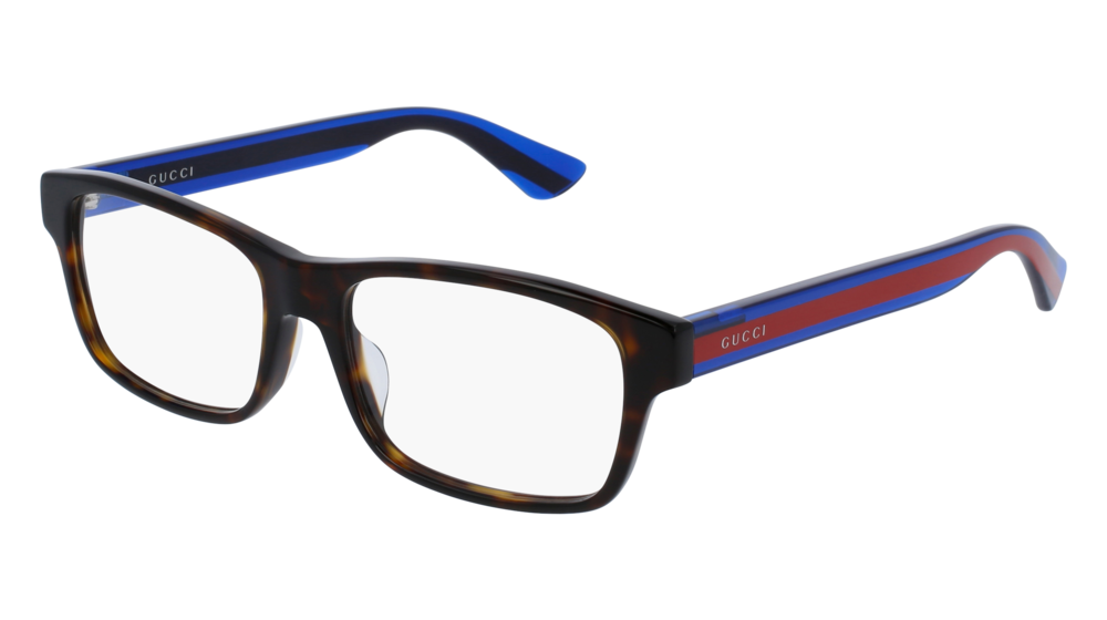 GUCCI GG0006OA ROUND / OVAL Eyeglasses For Men  GG0006OA-003 HAVANA BLUE / TRANSPARENT SHINY 55-17-150