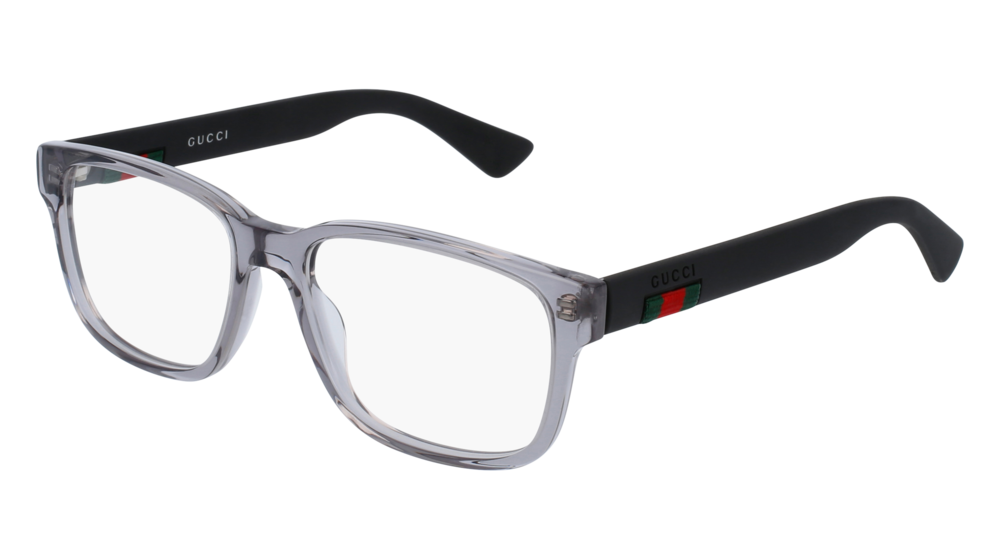 GUCCI GG0011O RECTANGULAR / SQUARE Eyeglasses For Men  GG0011O-003 GREY BLACK / TRANSPARENT TRANSPARENT 53-17-145