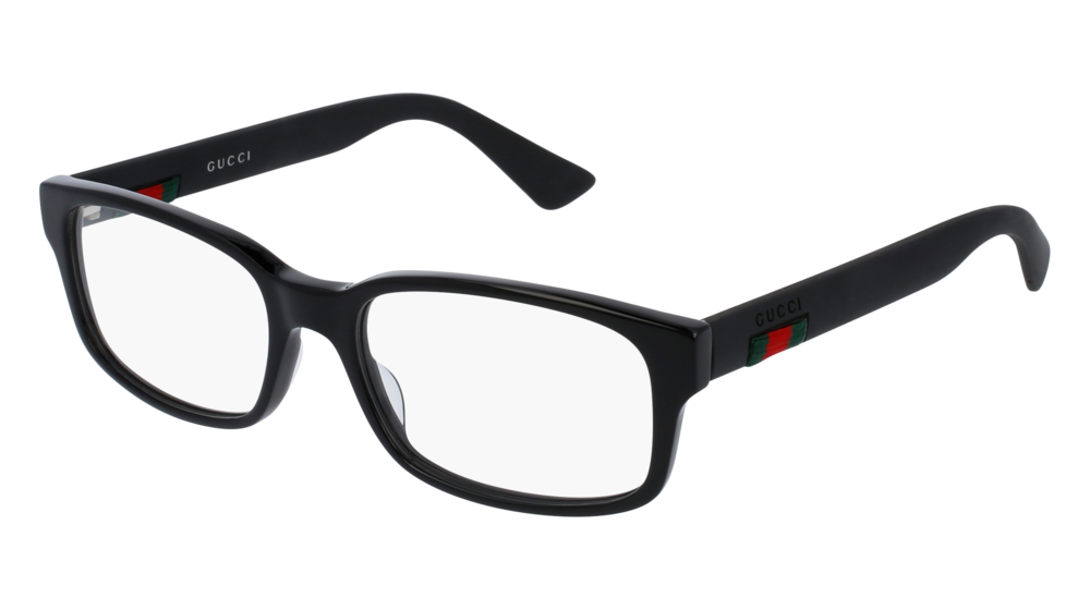 GUCCI GG0012O RECTANGULAR / SQUARE Eyeglasses For Men  GG0012O-001 BLACK BLACK / TRANSPARENT SHINY 54-18-145