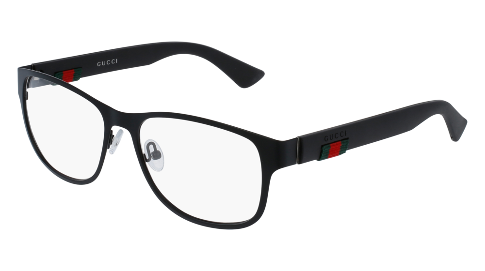 GUCCI GG0013O RECTANGULAR / SQUARE Eyeglasses For Men  GG0013O-001 BLACK BLACK / TRANSPARENT MATTE 55-16-145