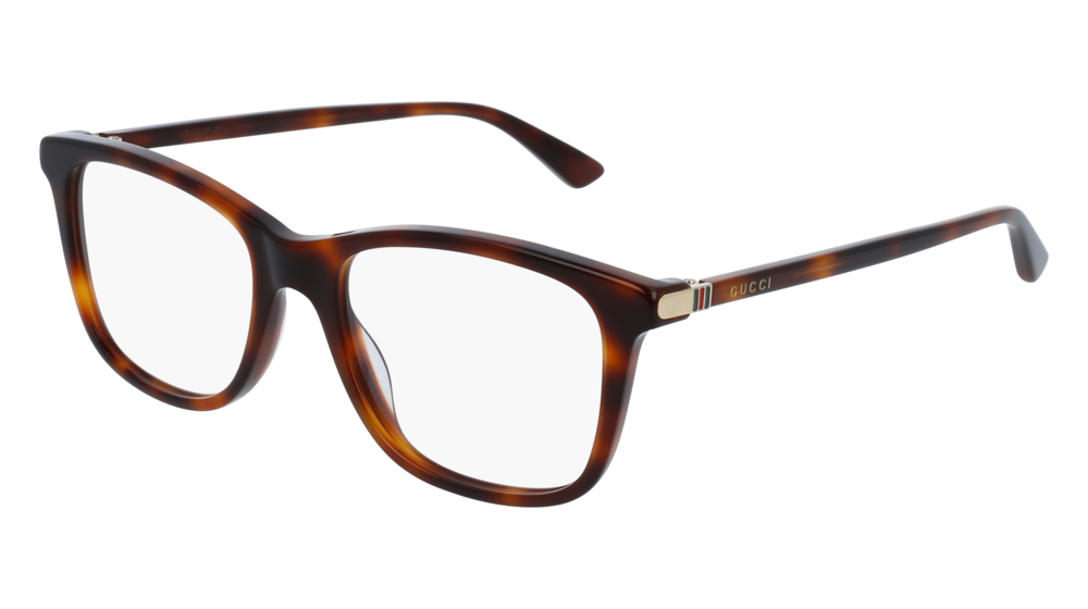 GUCCI GG0018O RECTANGULAR / SQUARE Eyeglasses For Men  GG0018O-002 HAVANA HAVANA / TRANSPARENT SHINY 52-18-140