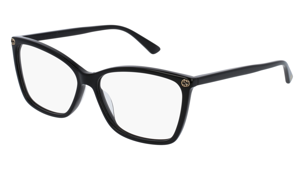 GUCCI GG0025O ROUND / OVAL Eyeglasses For Women  GG0025O-001 BLACK BLACK / TRANSPARENT SHINY 56-14-140