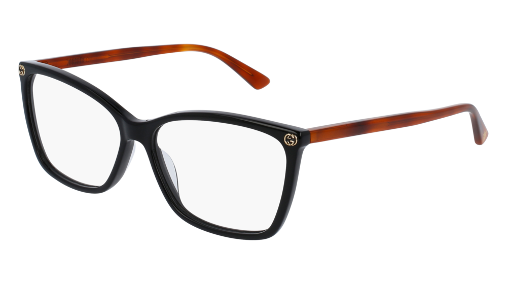 GUCCI GG0025O ROUND / OVAL Eyeglasses For Women  GG0025O-003 BLACK HAVANA / TRANSPARENT SHINY 56-14-140