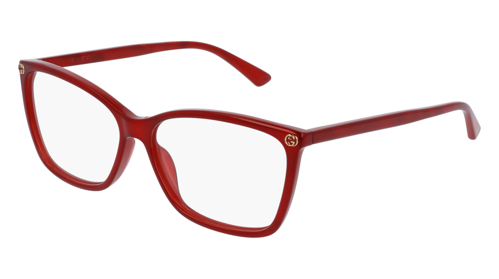 GUCCI GG0025O ROUND / OVAL Eyeglasses For Women  GG0025O-004 RED RED / TRANSPARENT SHINY 56-14-140