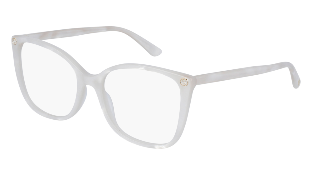 GUCCI GG0026O ROUND / OVAL Eyeglasses For Women  GG0026O-003 WHITE WHITE / TRANSPARENT SHINY 53-17-140