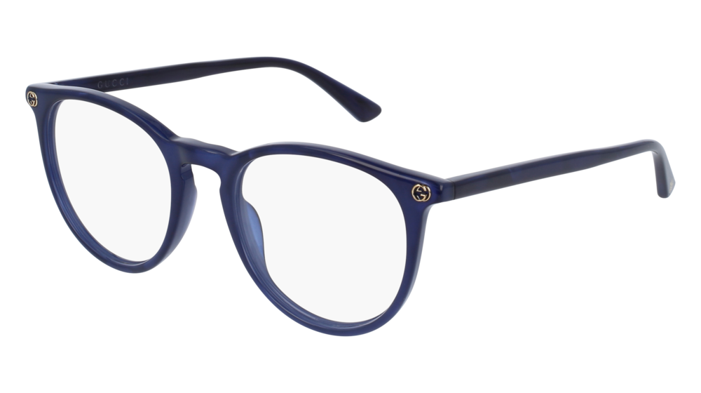 GUCCI GG0027O ROUND / OVAL Eyeglasses For Women  GG0027O-005 BLUE BLUE / TRANSPARENT SHINY 50-20-140