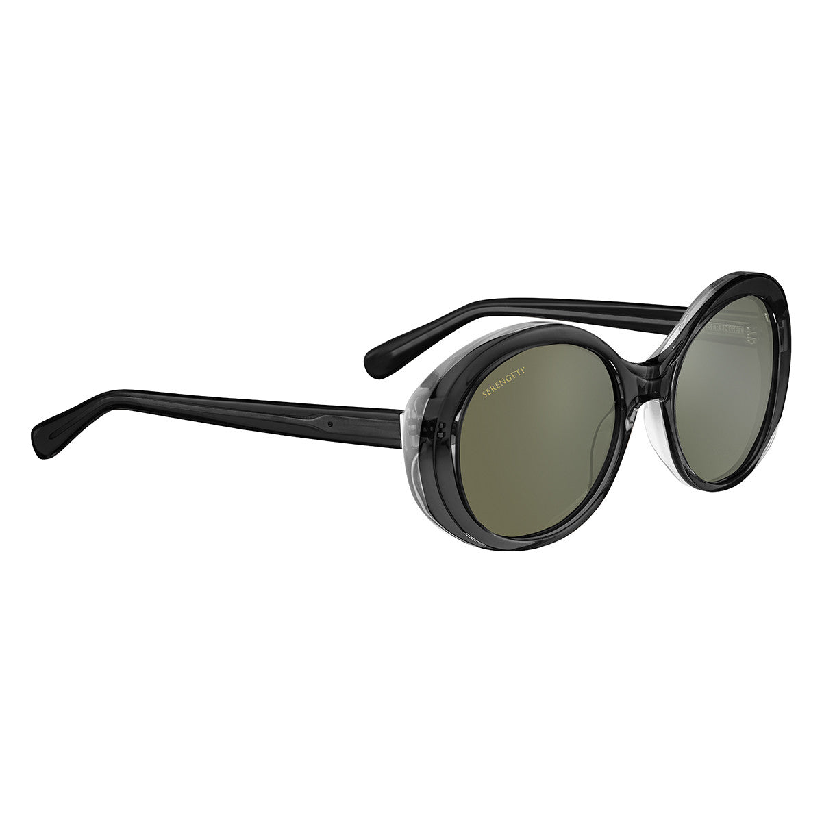 Serengeti Bacall Sunglasses  Shiny Black Transparent Layer Small, Medium