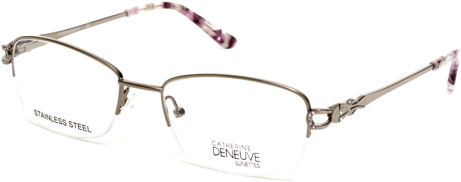 Catherine Deneuve CD0421 Geometric Eyeglasses 010-010 - Shiny Light Nickeltin