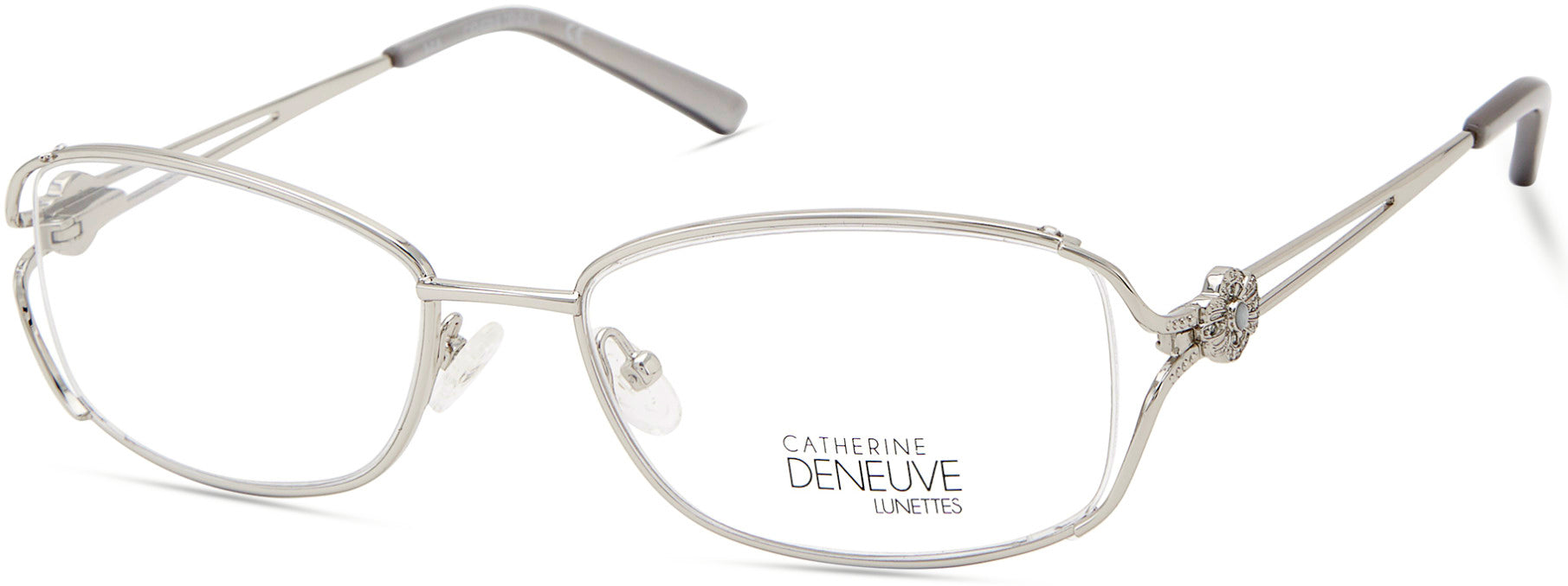 Catherine Deneuve CD0425 Oval Eyeglasses 010-010 - Shiny Light Nickeltin