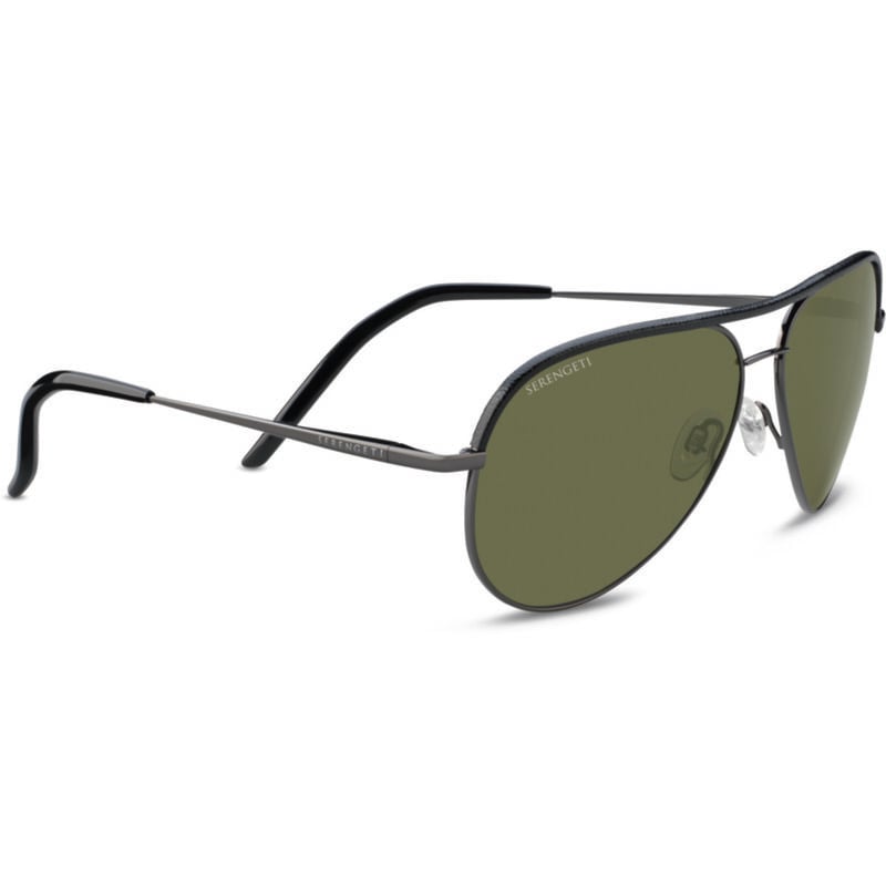 Serengeti Carrara Leather Sunglasses  Shiny Gunmetal With Black Leather Medium
