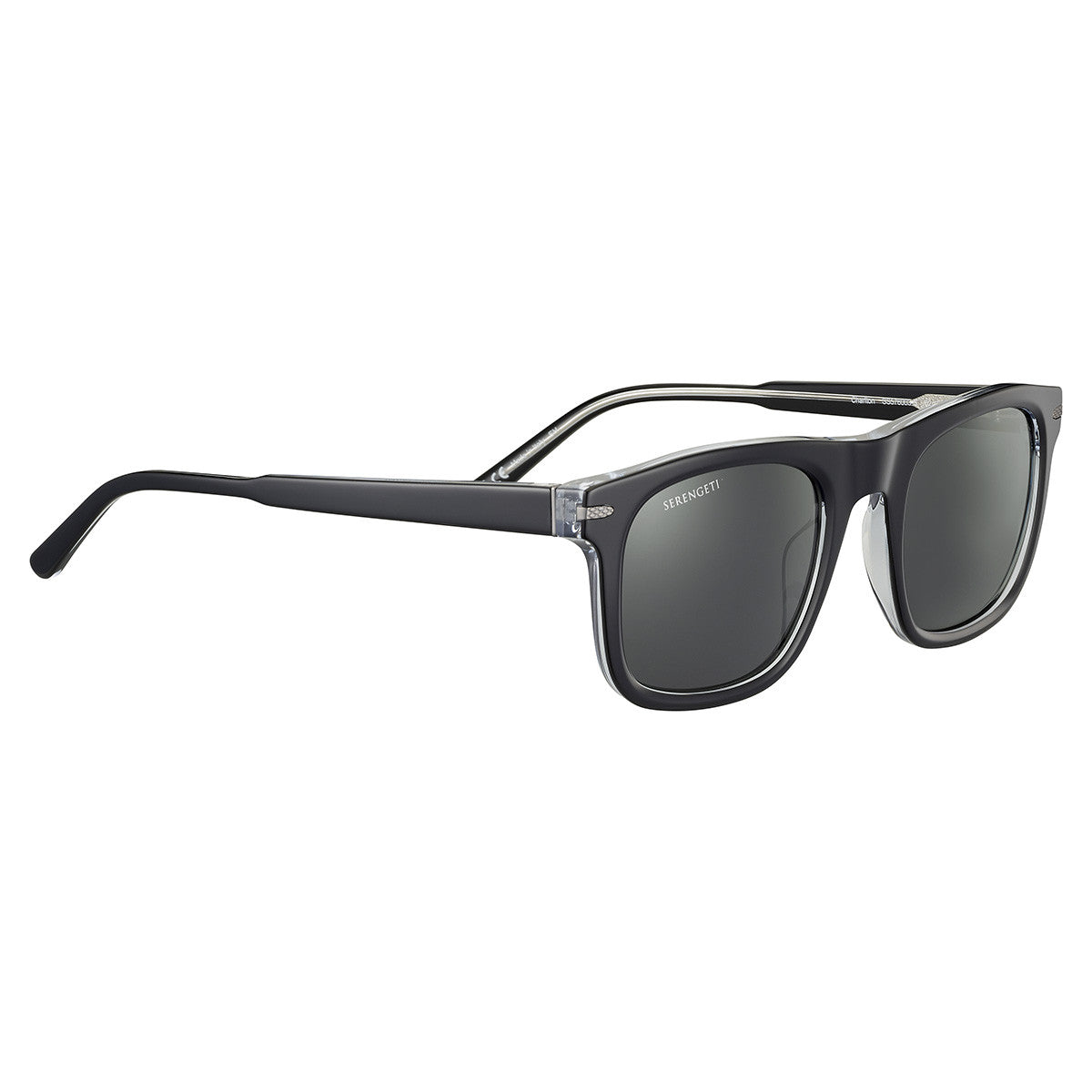 Serengeti Charlton Sunglasses  Shiny Black Transparent Layer Medium, Medium-Large