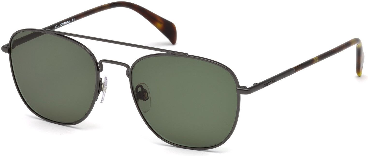 Diesel DL0194 Navigator Sunglasses 09N-09N - Matte Gunmetal  / Green
