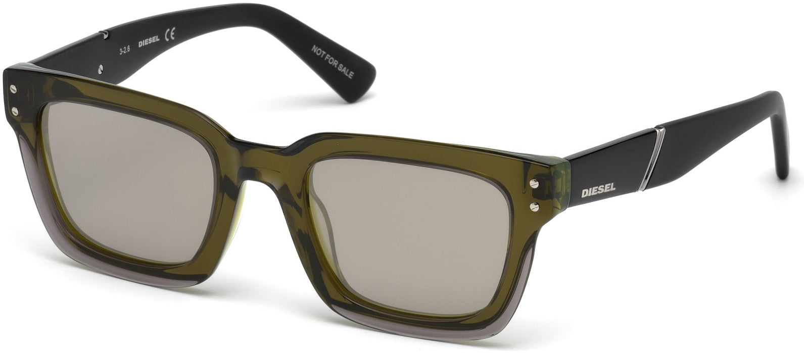 Diesel DL0231 Rectangular Sunglasses 95Q-95Q - Light Green/other / Green Mirror