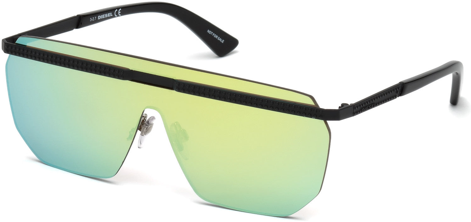 Diesel DL0259 Shield Sunglasses 93Q-93Q - Shiny Light Green / Green Mirror Lenses