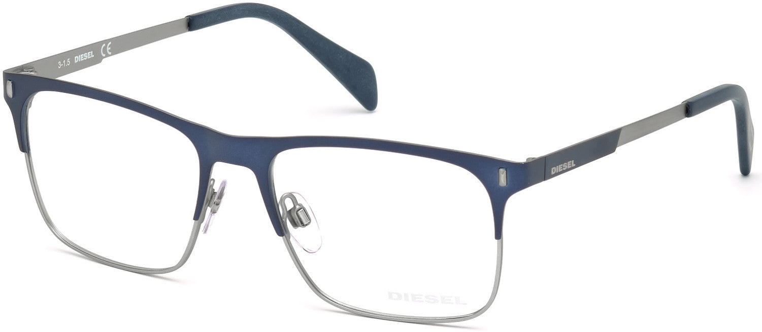 Diesel DL5151 Geometric Eyeglasses 091-091 - Matte Blue