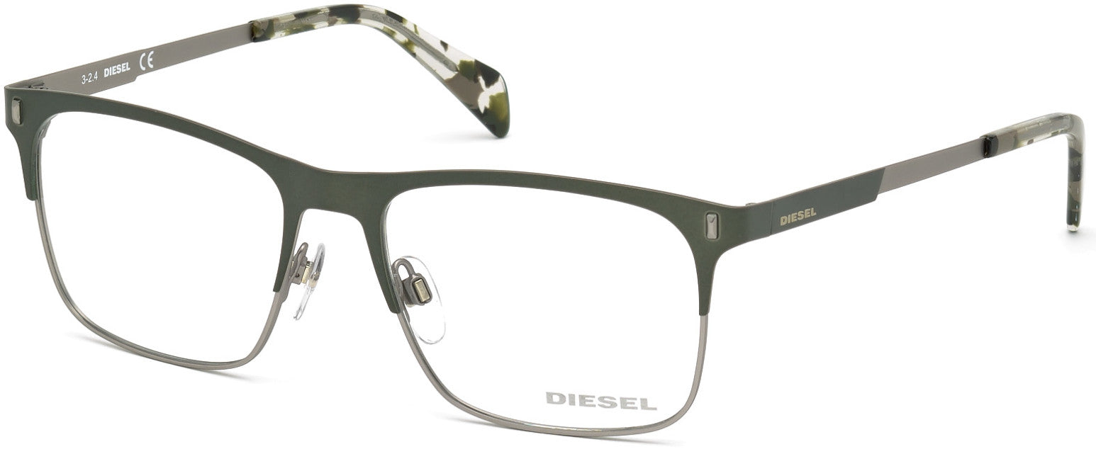 Diesel DL5151 Geometric Eyeglasses 097-097 - Matte Dark Green