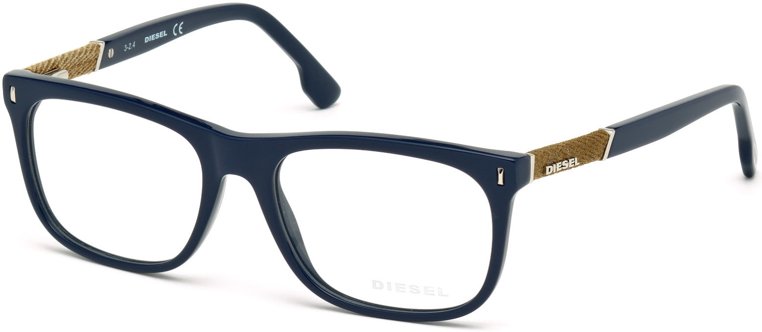 Diesel DL5157 Geometric Eyeglasses 090-090 - Shiny Blue