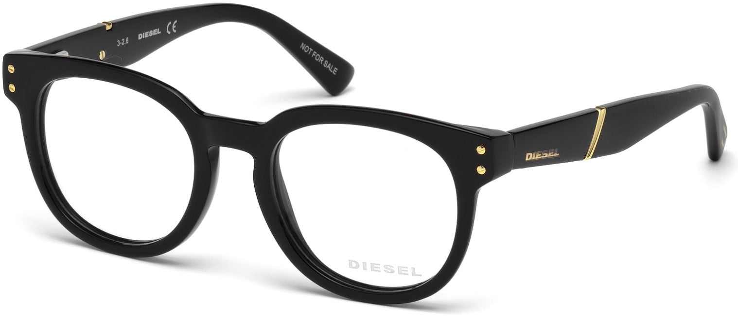 Diesel DL5230 Round Eyeglasses 001-001 - Shiny Black